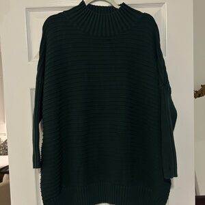 French Connection Ribbed Dark Green Turtleneck Sweater